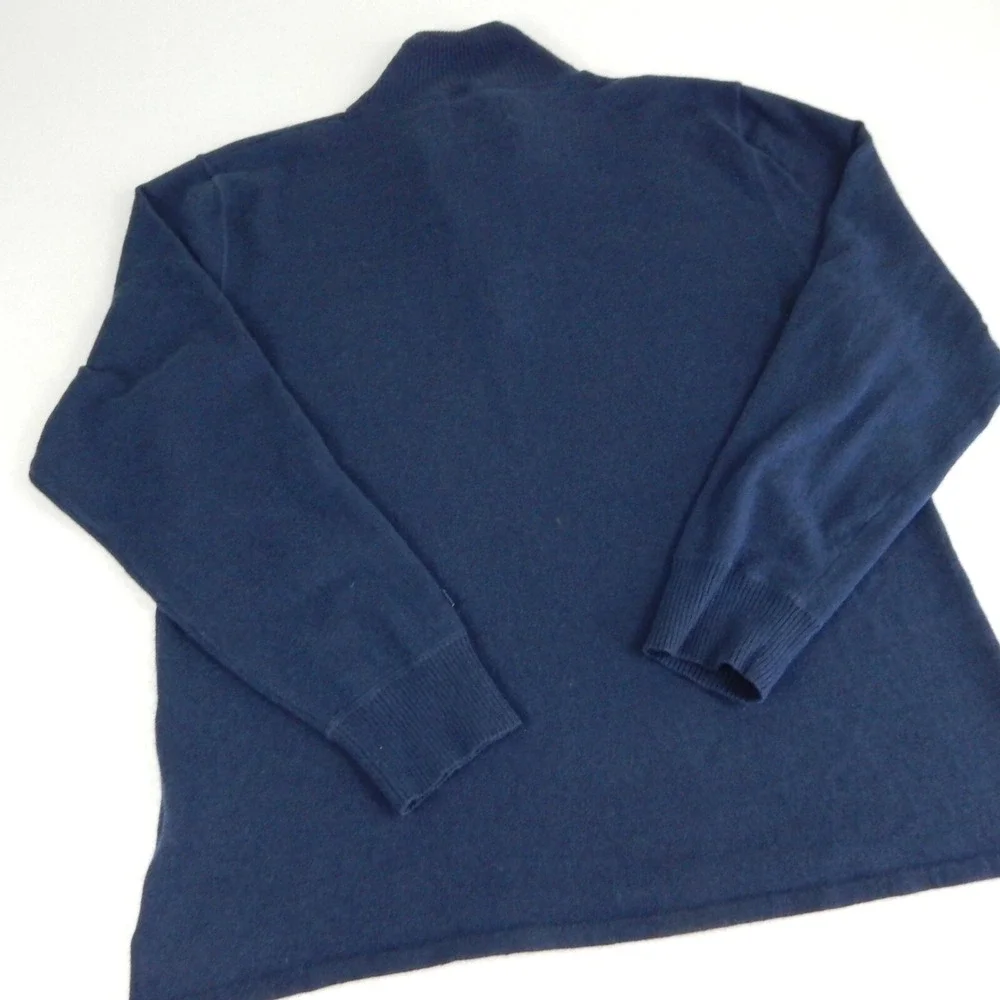 The North Face Pullover Wool Blend Sweater Mens L Blue 1/4 Zip Hiking Outdoors